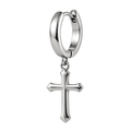 Premium Cross Drop Hoop Earring – Silver | ISENDOR
