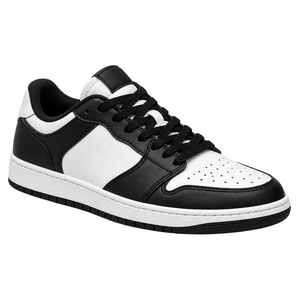 Premium Low-Top Leather Trainers – Black & White | ISENDOR