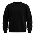 Premium Ribbed Knit Crewneck Jumper – Black | ISENDOR