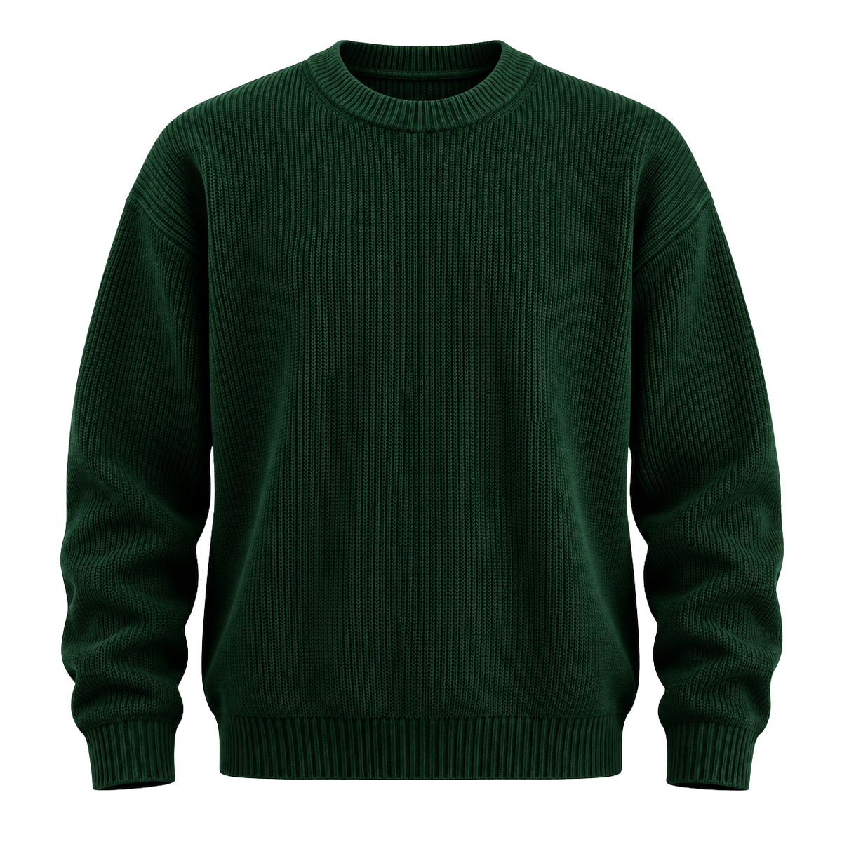 Premium Ribbed Knit Crewneck Jumper – Forest Green | ISENDOR