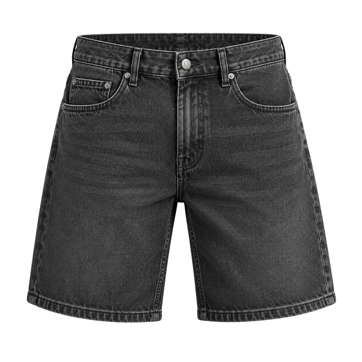 Premium Relaxed Fit Denim Shorts – Washed Dark Grey | ISENDOR