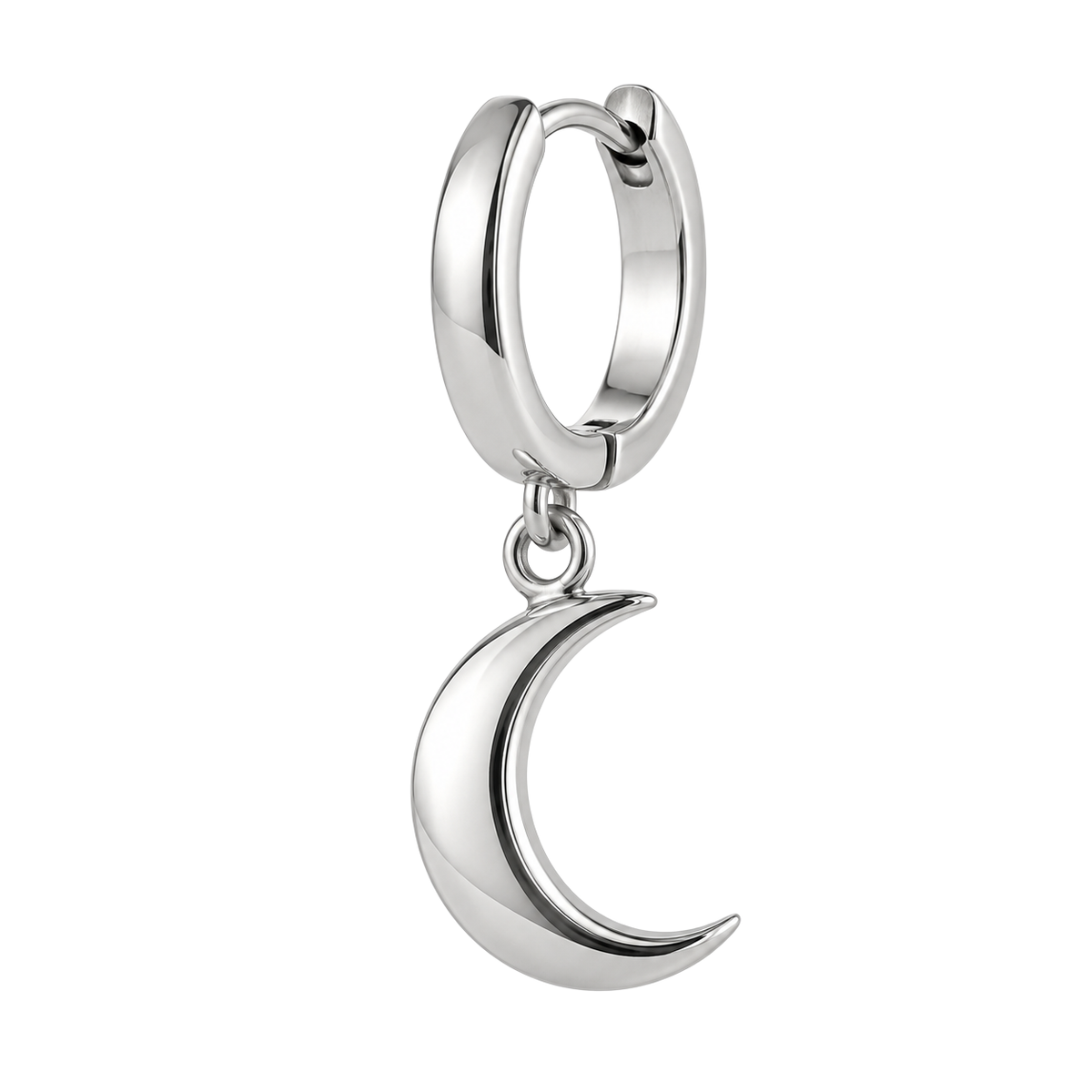 Premium Crescent Moon Drop Earring – Silver | ISENDOR